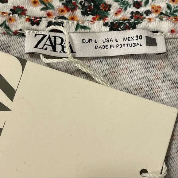 ZARA‎ Contrasting Green Big Ruffles Floral Blouse - Picture 10 of 11